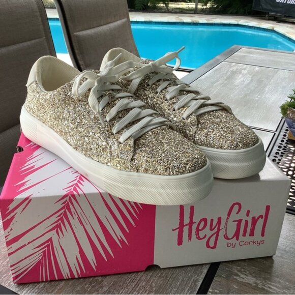 Gold Glitter Corky Sneaker - Picture 2 of 2